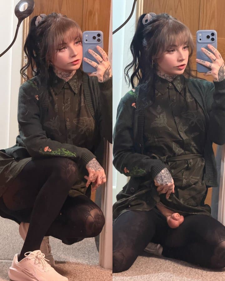 Gorgeous Inked goth tranny girl