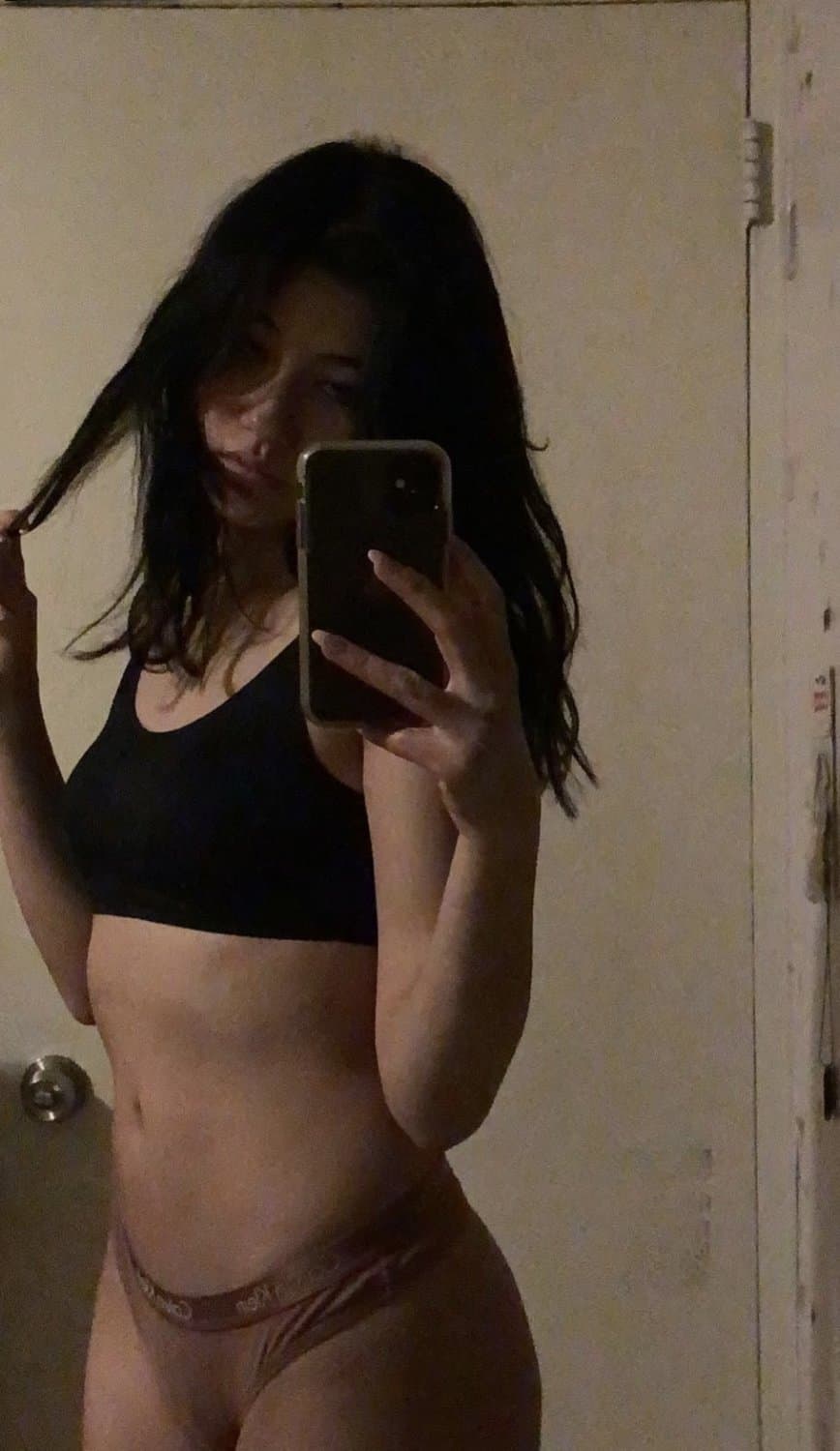 ASIAN Goth Girl in Calvin Klein Panties LEAKED! Nudes included! Fap to her submissive body!
