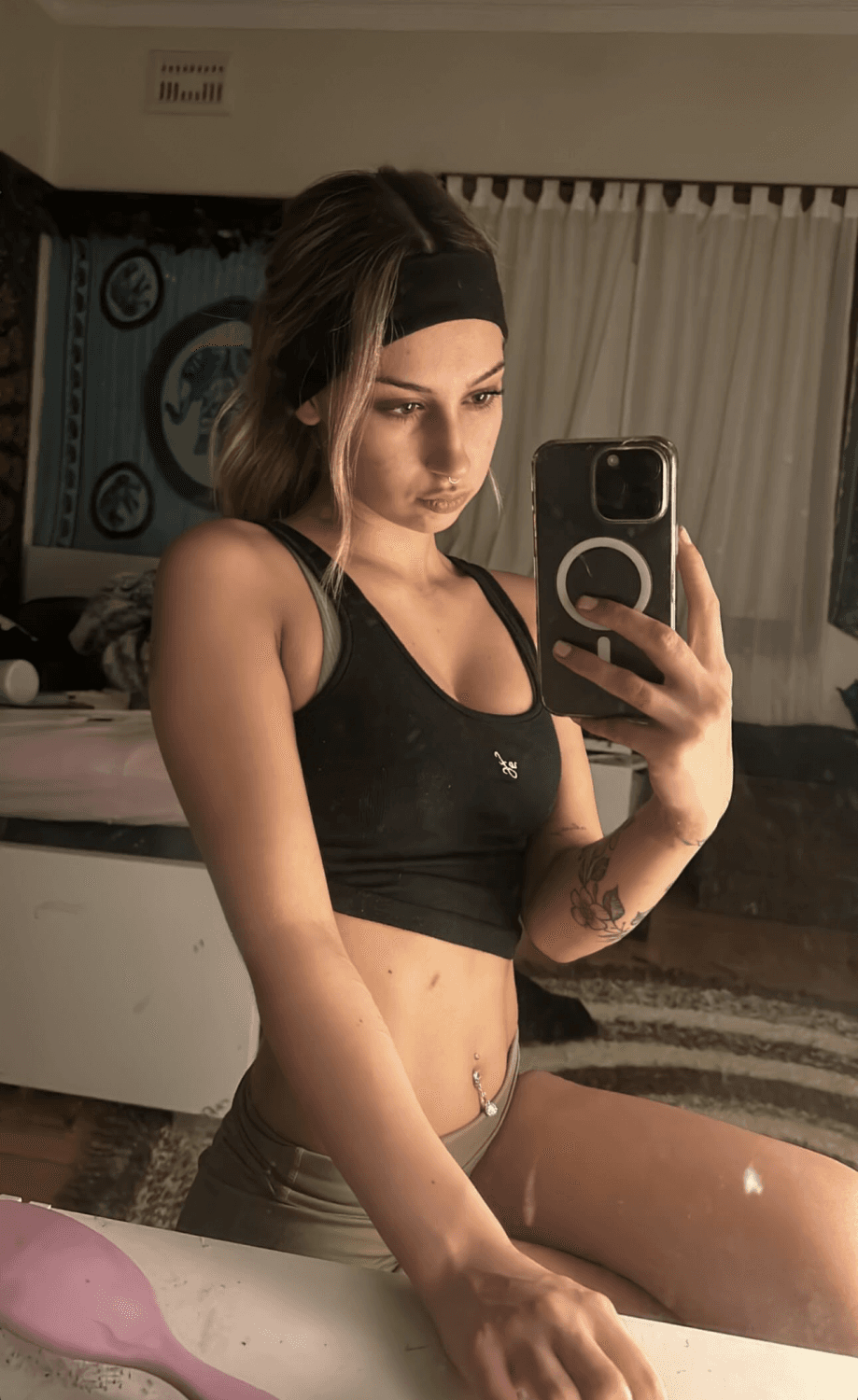 From party to the beach. To show off that slutty ass