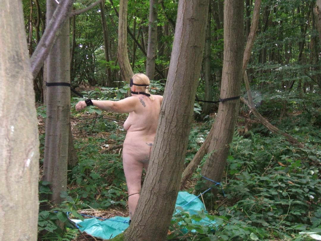 Submissive UKSlutSusan Stripped & Tied Naked in Local Woods