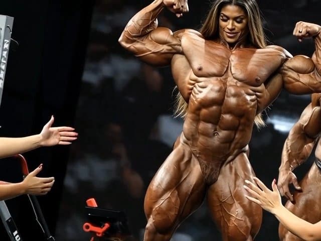 Click to view full size The naked bodybuilding show now is turning to a wild lesbian muscle orgy