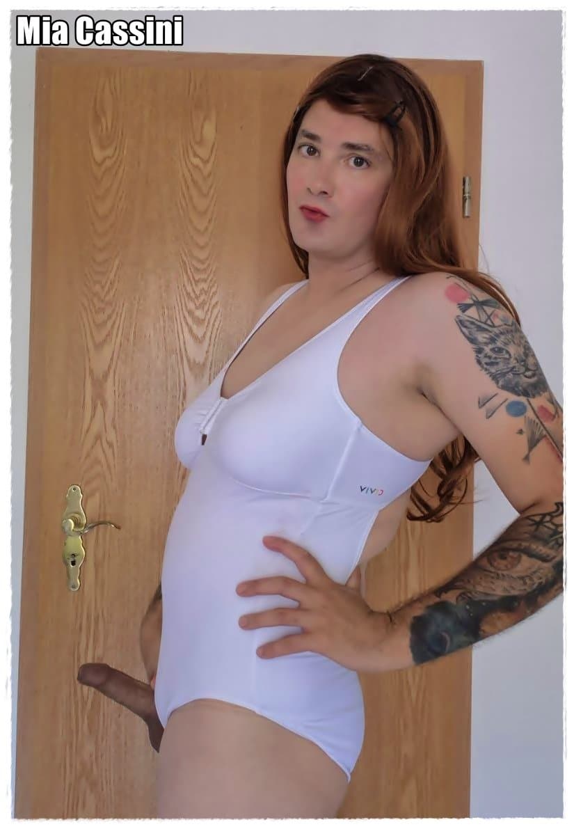 White Swimwear with Bulge