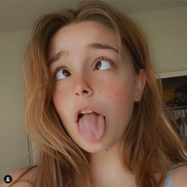 Ahegao tongues out selfies