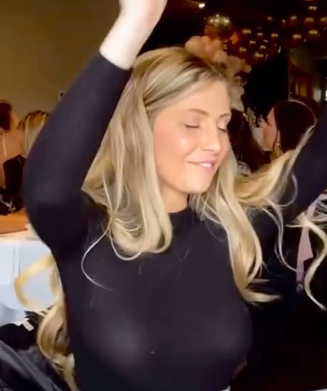 Do yall think this whore knew her nipple piercings were completely visible?