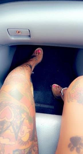 Mature ebony cougar pussy imprint panties milf mom pretty toes and feet tatted up FOUND IN HER PHONE