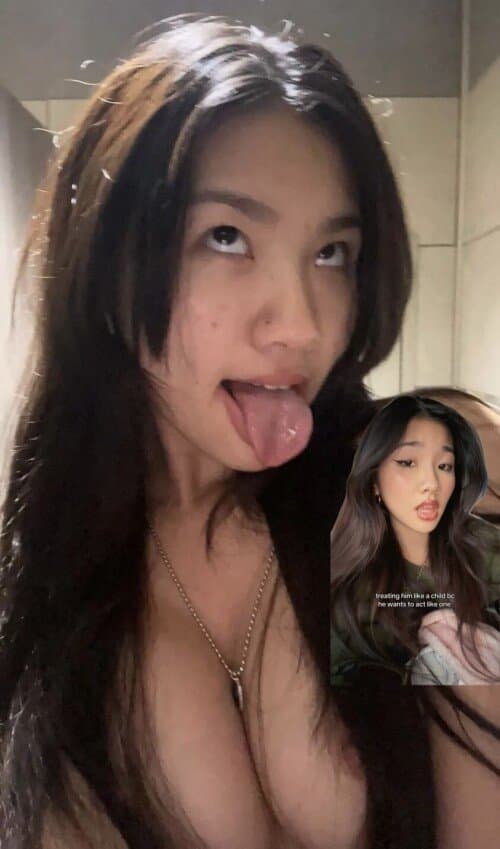 18 Year Old Asian Teen TikTok Slut. College Freshman Abg Got her sexy Ahegao face and nudes leaked