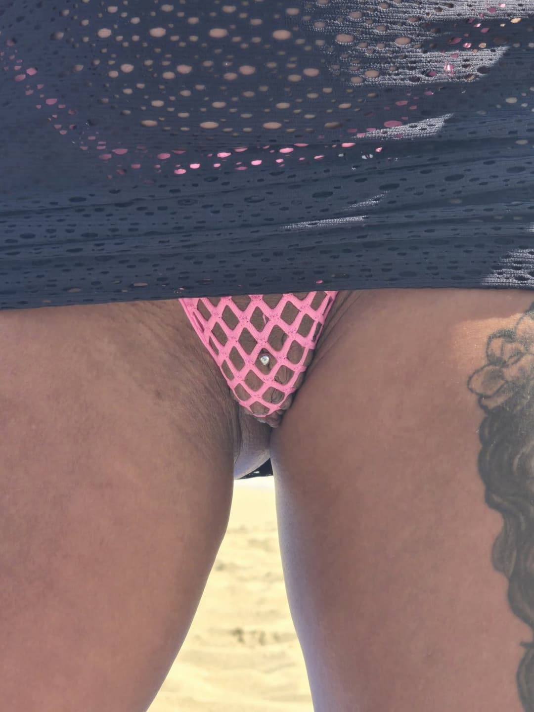 Meaty pussy hot milf Dolly micro mesh bikini ?