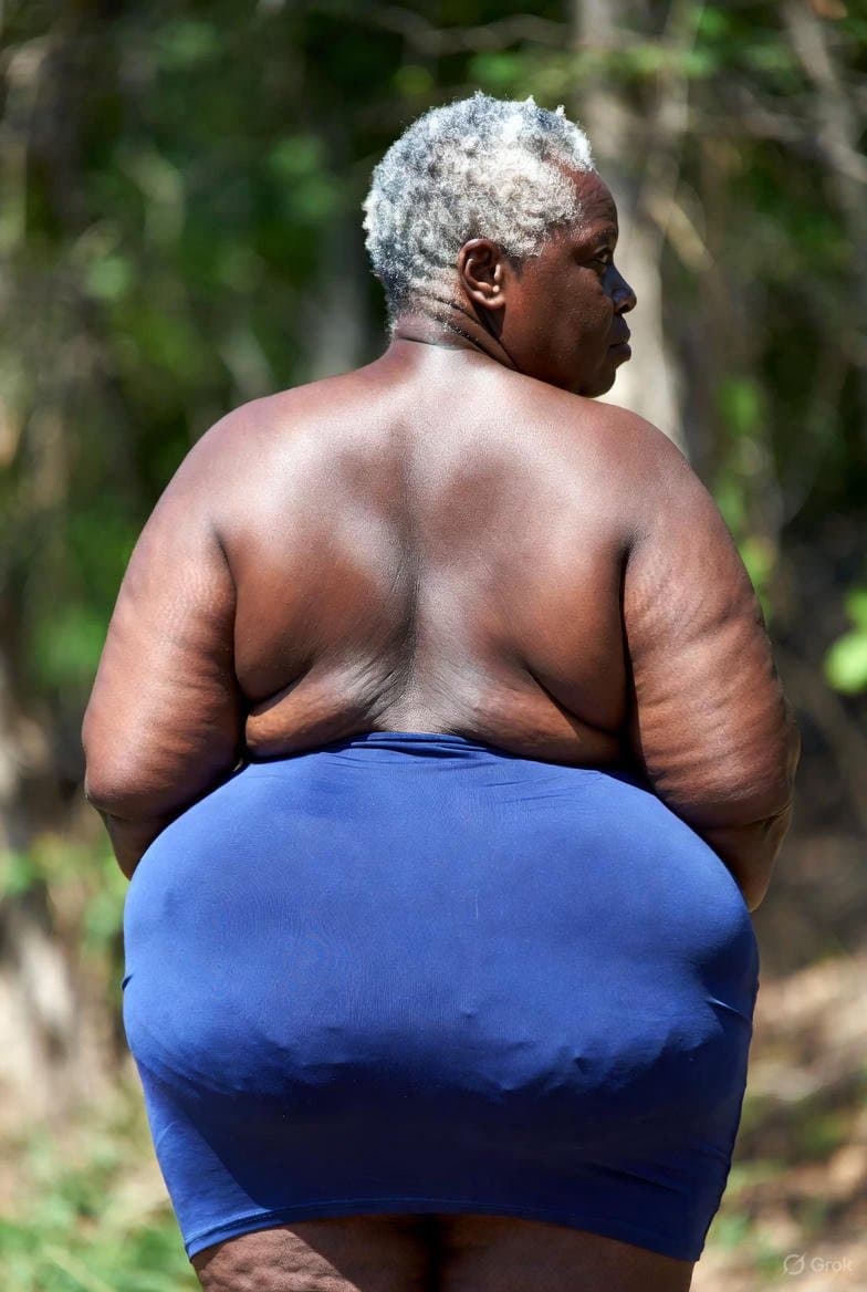 FAT BOOTY Grannies in Tight Blue Dress AI