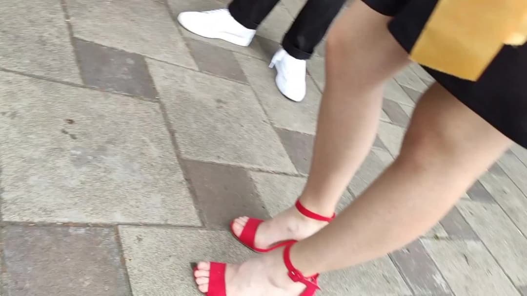 ? Legs of a hot slut in heels. Sexy feet candid