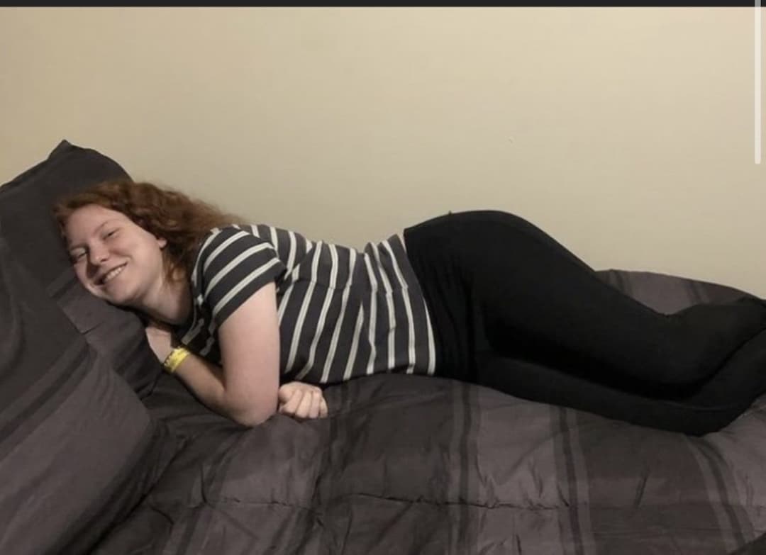 Sexy Ginger, 18, getting 1st bare stranger cock on college trip and 2 BBC students. Others watching.