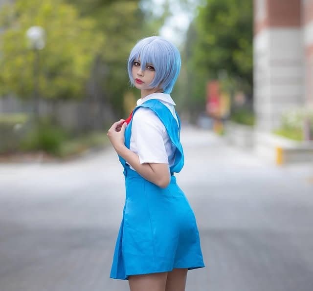 Asian School Girl Cosplay Rei Ayanami