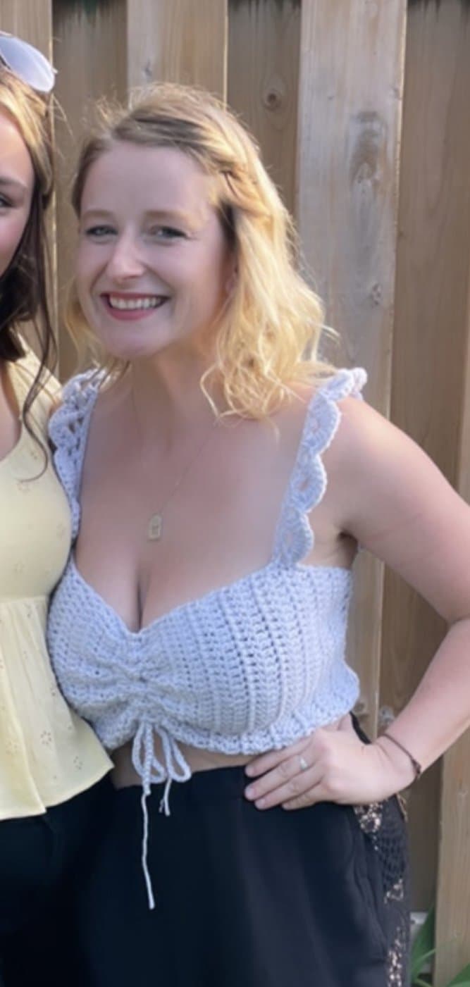 Fuck me. Even a bra can’t hold up those hangers. Saggy milkers