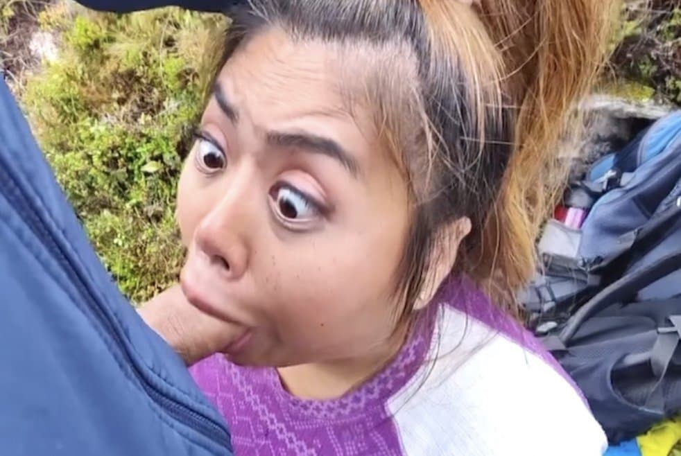 Fat Latina getting fed more than tacos on her hike