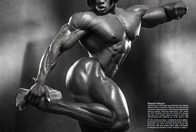 Bodybuilding strip at the women only club, she is the muscle dream of every girl