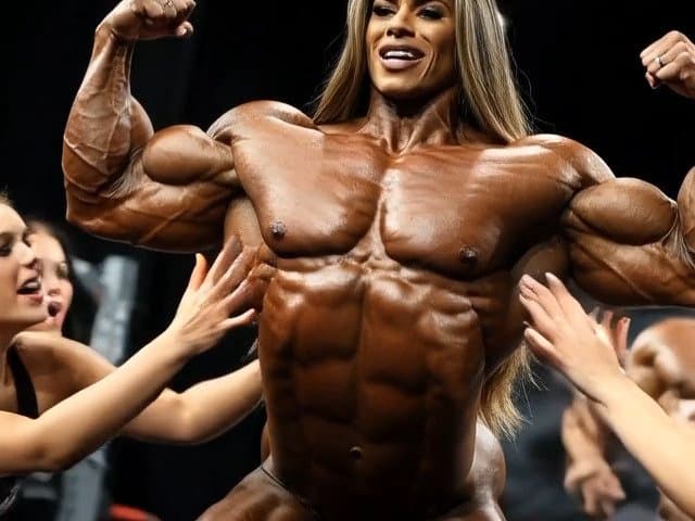 Click to view full size The naked bodybuilding show now is turning to a wild lesbian muscle orgy