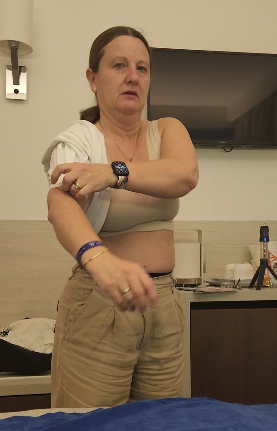 Quick flash of her little milf tits!  Let me know if you want to see her flash in any of our pics!