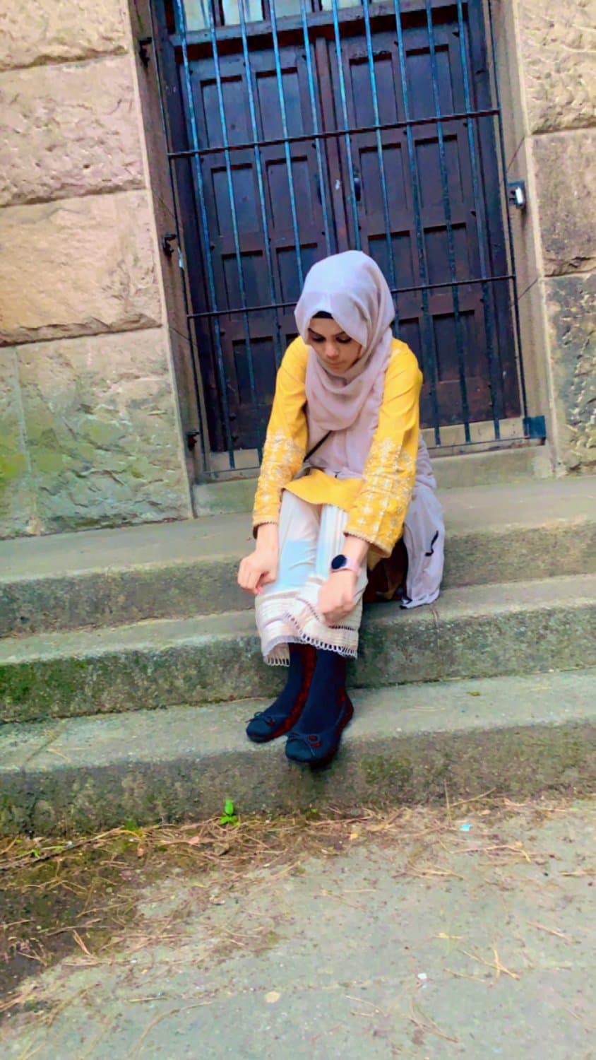 Hijabi in black knee socks