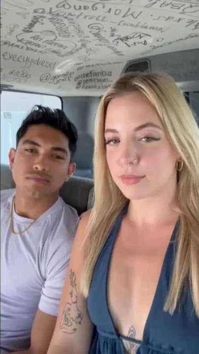 Beautiful Blonde with a Nice Fat Ass Giving a Blowjob & Riding a Guy from the Gym in the Car