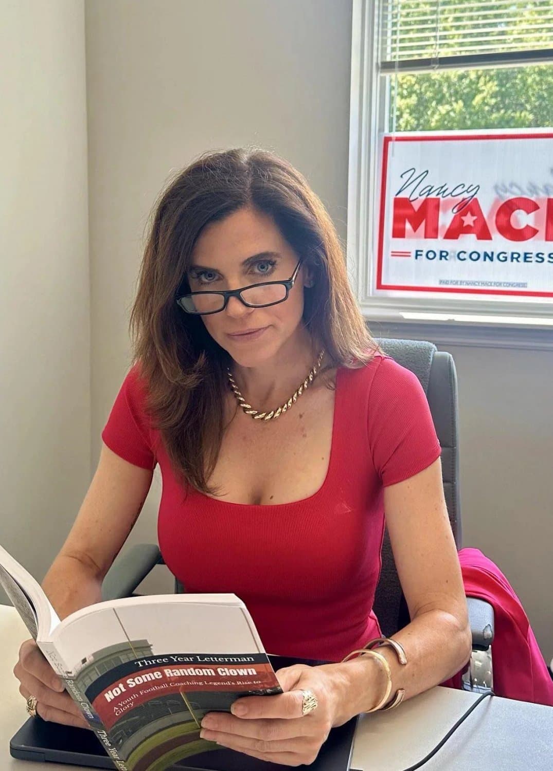 Big titty politician Nancy Mace is a slutty milf.  She needs a cock in her whore big mouth.