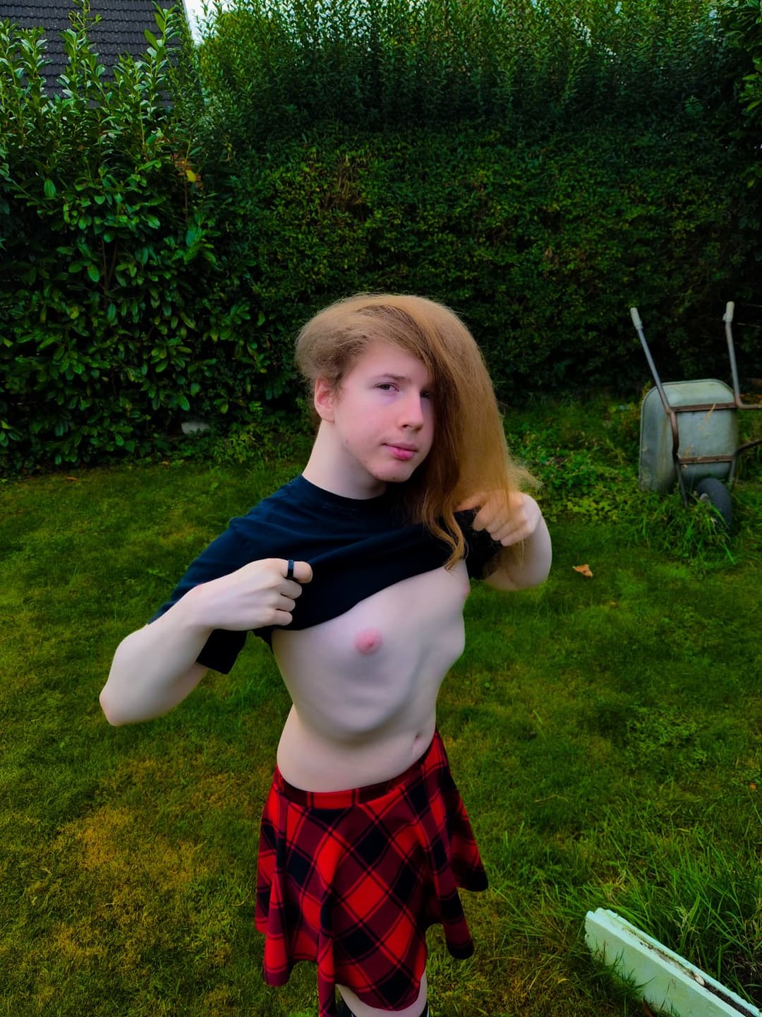Femboy chills in Garden :3