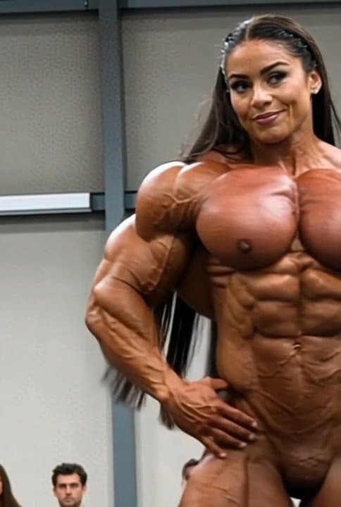Nude Ms Olympia, seducing the judges with the strong scent of their meaty roided muscles