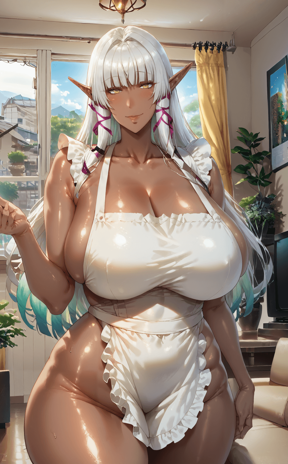 Naughty Elf Housewife in Apron Only ??