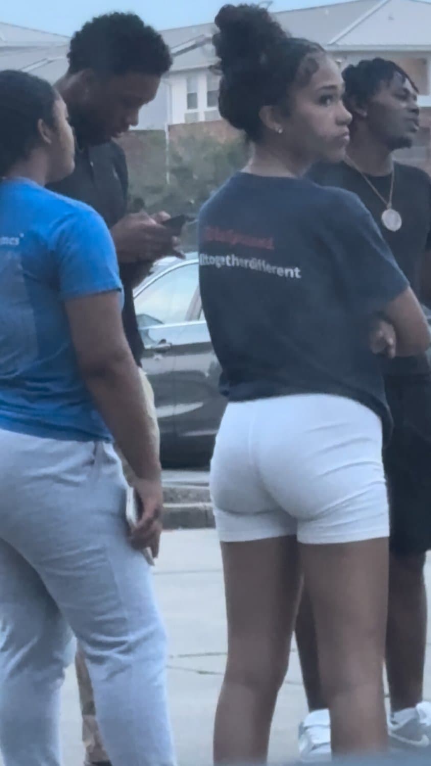 candid cute petite college lightskin little bubble booty in tight white shorts