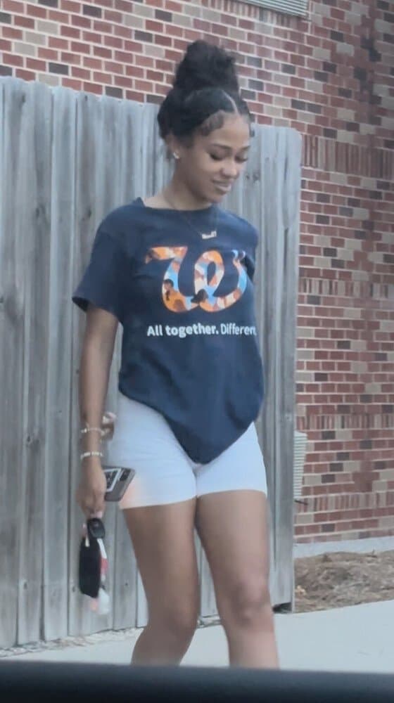 candid cute petite college lightskin little bubble booty in tight white shorts