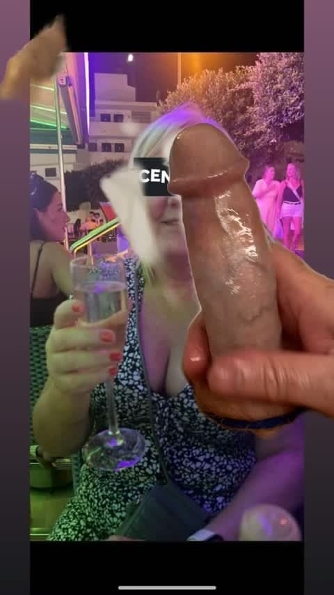 Exposing my mommy’s tits and people tribbing her, mix of cleavage pics and ai pics of her