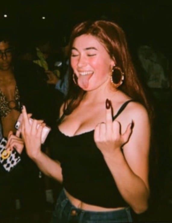 Blonde German slut with black pubes