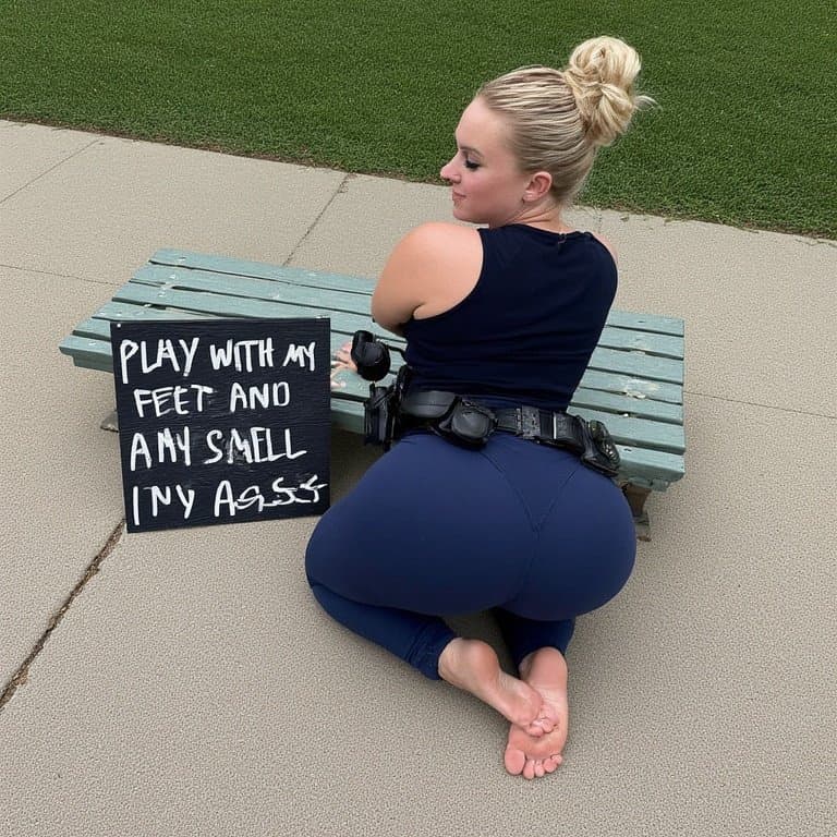 Beautiful officers want their bare feet messed with