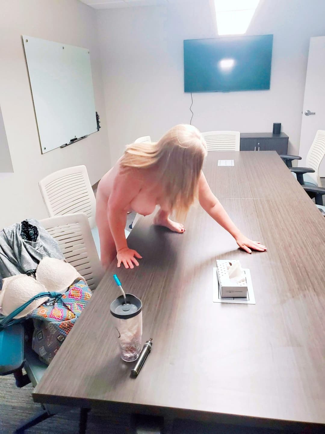 Chubby Webslut Wife at the Office pt. 2