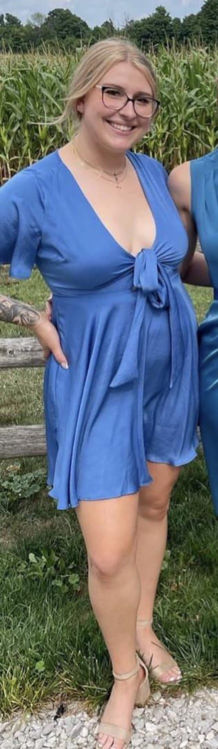Since yall like the blue dress so much. Saggy no bra tits