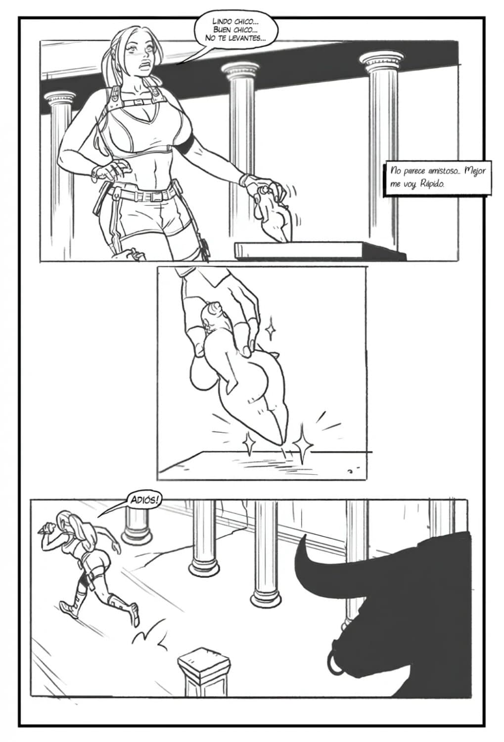 [comic] Lara Croft in the labyrinth of the minotaur (english - español)