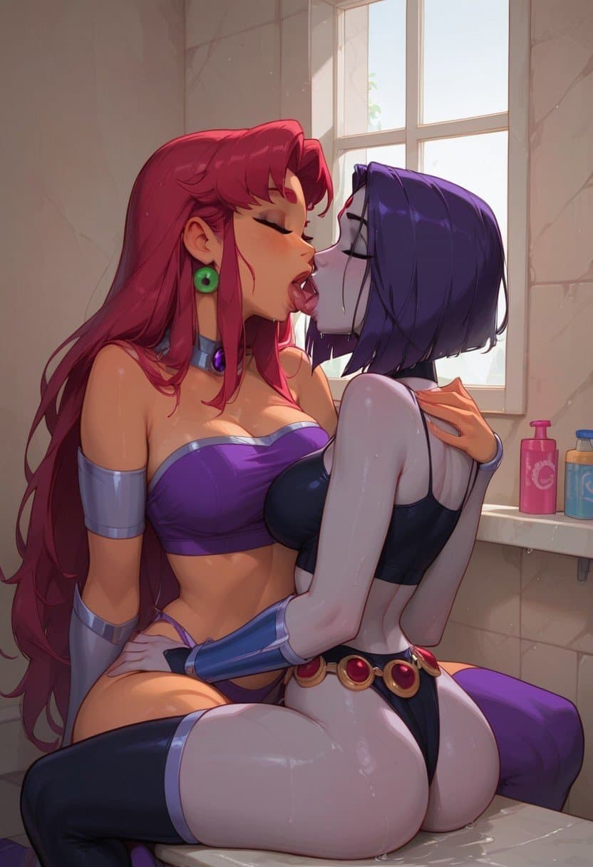 (Requested) Starfire + Raven = Goon Session