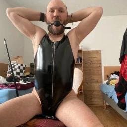 PigSlaveAndy in Latex Bondage