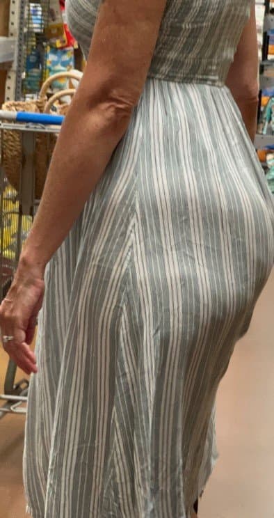 Candid Wallmart Slim Thick Sexy PAWG MILF jiggly booty in see thru dress