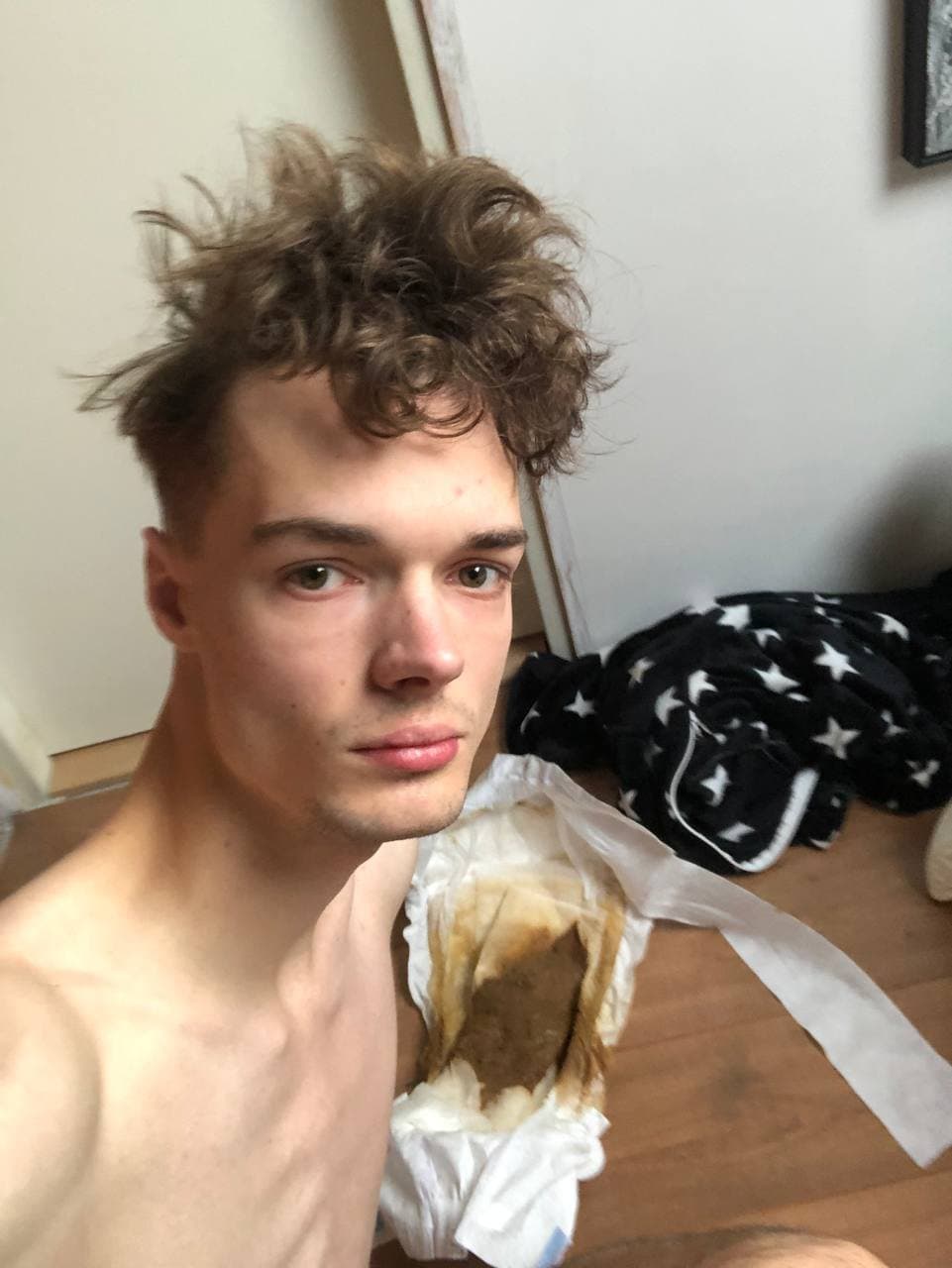 Click to view full size Silly boy in a diaper.