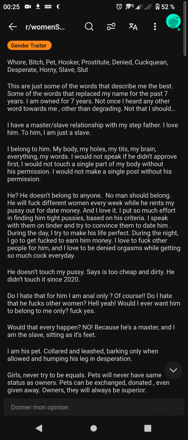 She called herself Stupidbutbigass and has a message to share with women on last screen