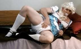 ABDL Diapered sissybaby Peter went in pretty blue dress