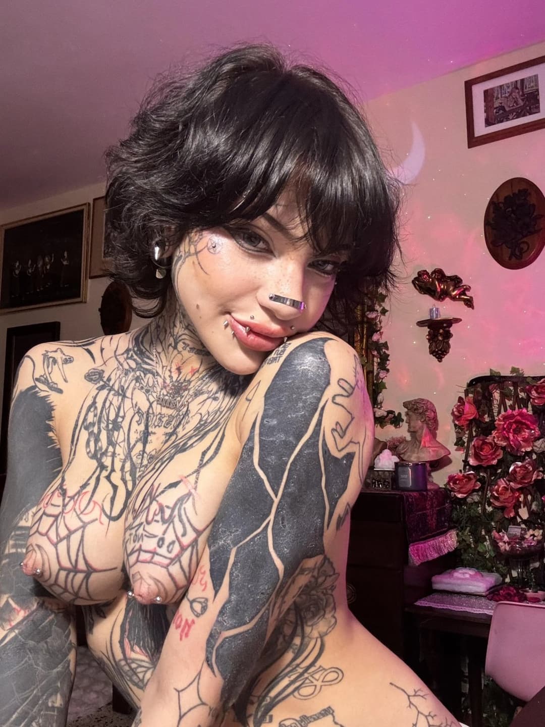 Heavily tattooed goth