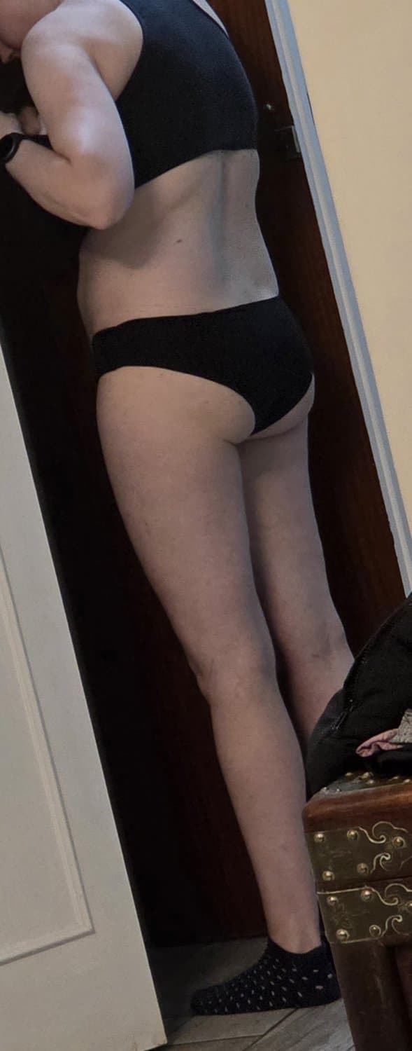 Spy hot wife in blue and black panties