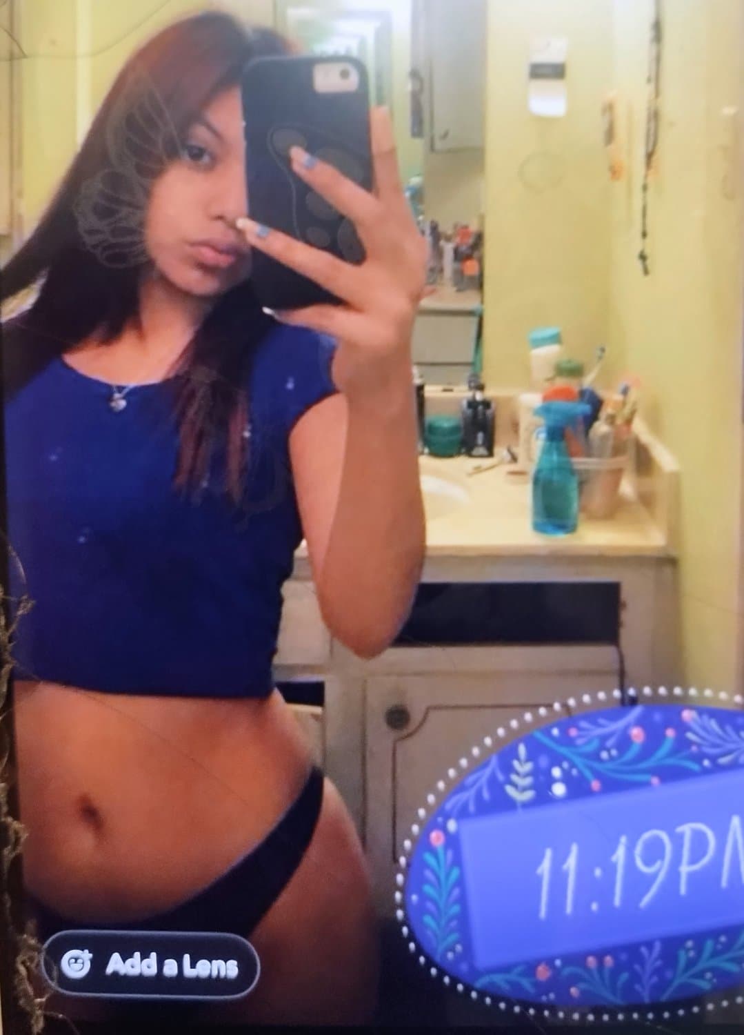 Comment for more of her in this sexy blue outfit