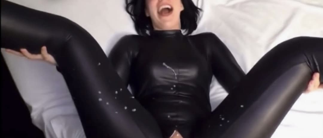 Sexy Teen In Latex Catsuit Cum
