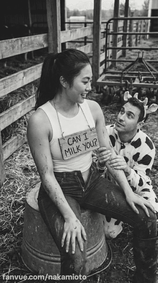 The stupid Japanese woman mistook the guy for a cow.