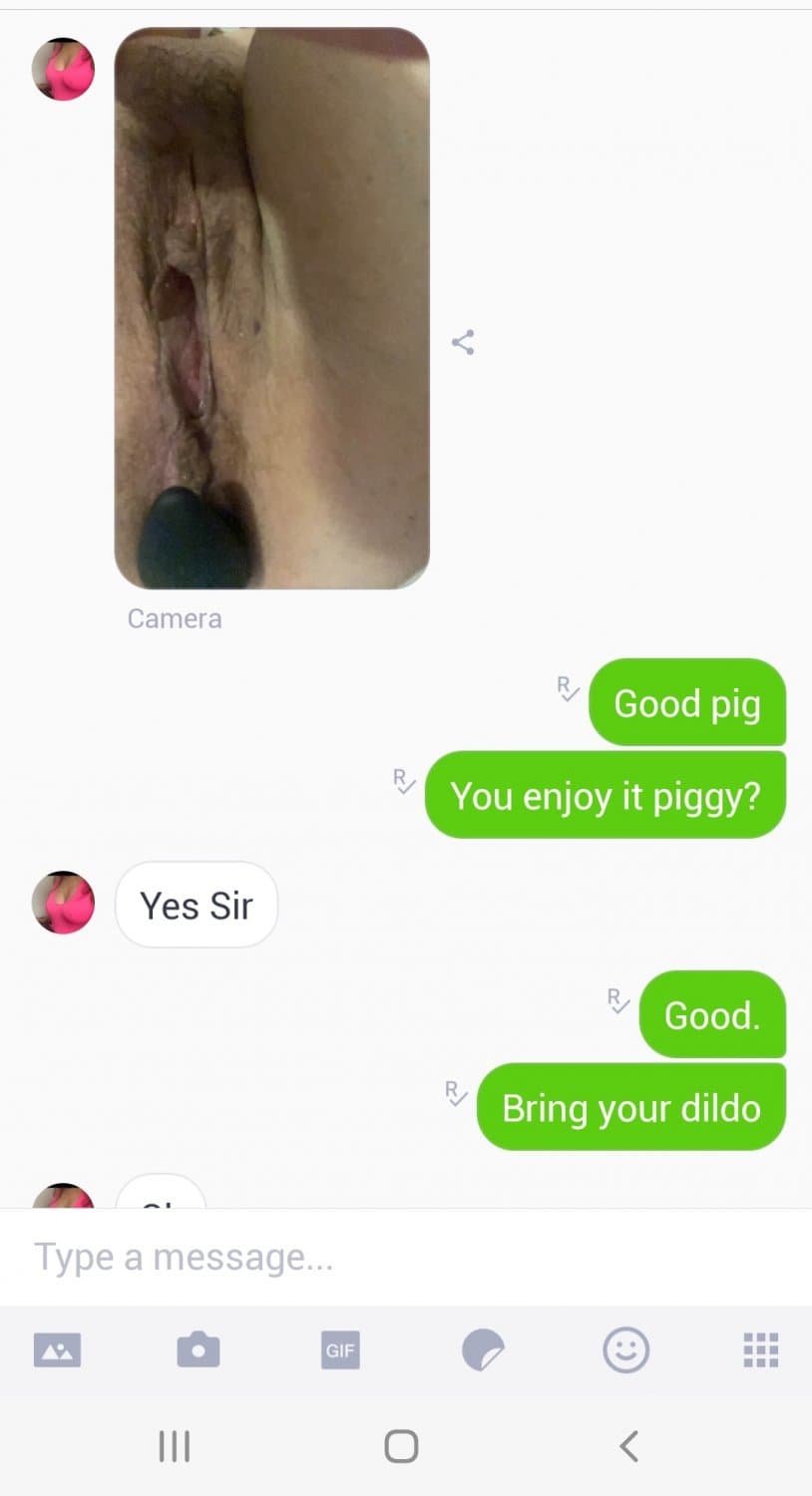 My pig, her plug is pushing her didlo out.