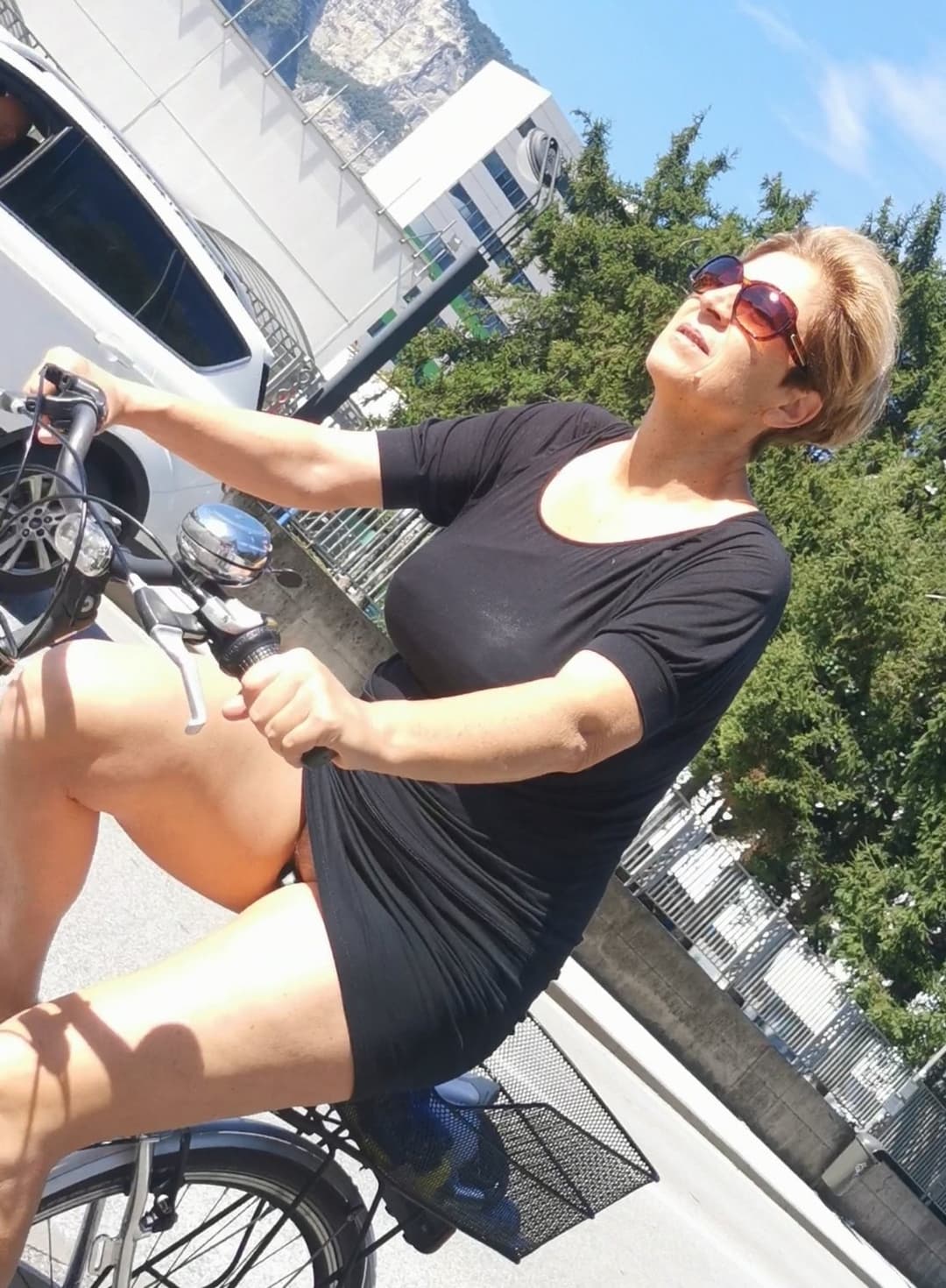 granny without panties on the bike...