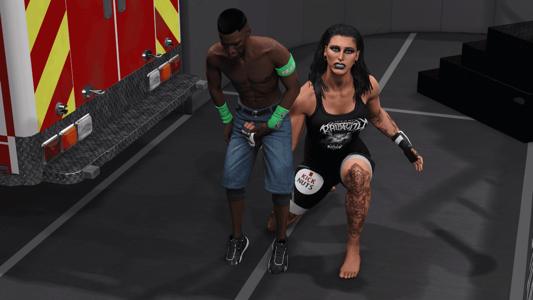 Giant Rhea Ripley Ballbusting