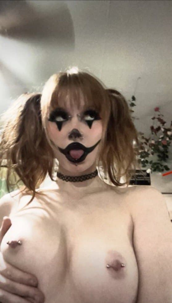 GOTH GINGER TEEN w CLOWN MAKEUP & PIERCINGS