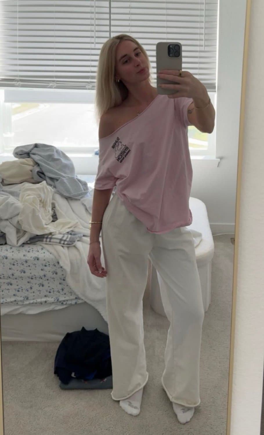 Sexy slutty petite blonde Kennedy likes to show off her slender small titty whore body